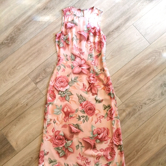 Vintage Floral Print Summer Dress Pink Rose - Picture 2 of 4